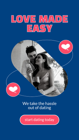 Designvorlage Beginnen Sie eine romantische Beziehung mit unserem Service für Instagram Video Story