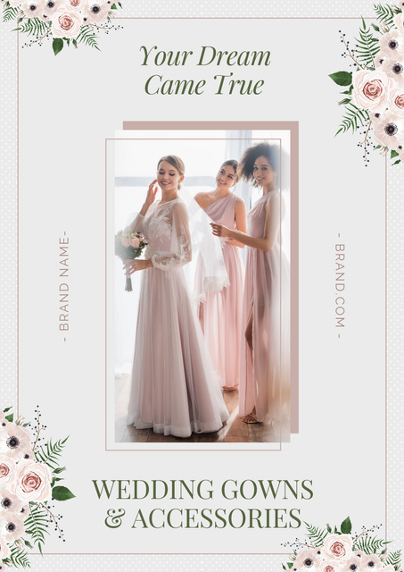Wedding Gowns and Accessories Poster Design Template