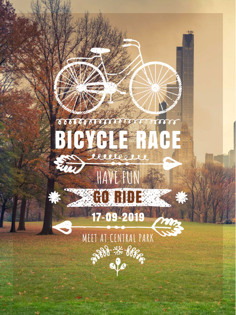 Bicycle race announcement in Park Poster US Design Template