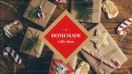 Ontwerpsjabloon van Youtube van Handmade Christmas Gift Ideas with Wrapped Boxes