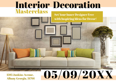 Interior decoration masterclass with Modern Room Postcard 5x7in Design Template
