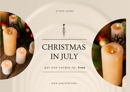 Christmas in July Greeting Card with Candles   Card Πρότυπο σχεδίασης