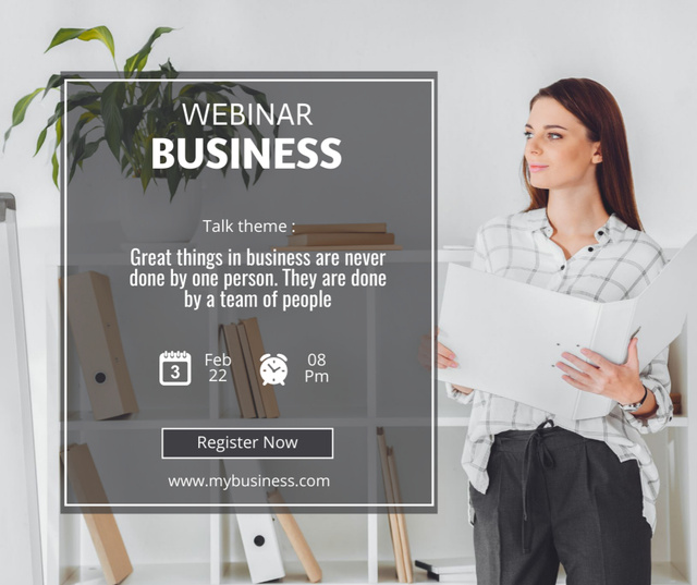 Modèle de visuel Expert-led Business Webinar Announcement With Registration - Facebook