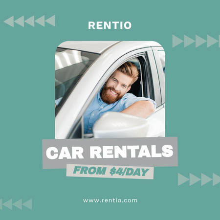 Car Rental Service Offer with Attractive Man Instagram Design Template
