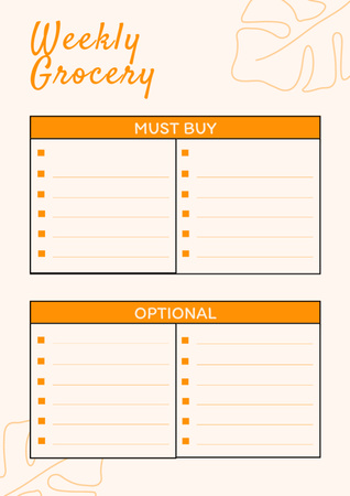Weekly Grocery List with Leaf Illustration Schedule Planner Modelo de Design