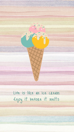 Cute Phrase with Delicious Ice Cream Instagram Story Design Template