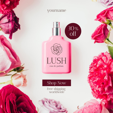 Kadınlar için Çiçek Parfümlerinde İndirim Fırsatı Instagram AD Tasarım Şablonu