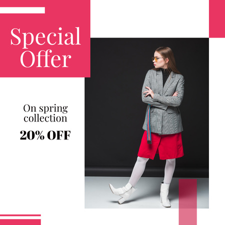 Spring Collection Sale Announcement with Stylish Attractive Woman Instagram AD Design Template