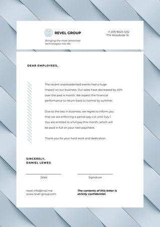 Business Company's Results and Salary Information Letterheadデザインテンプレート