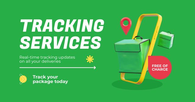 Free Tracking Services Promo on Green Facebook AD tervezősablon