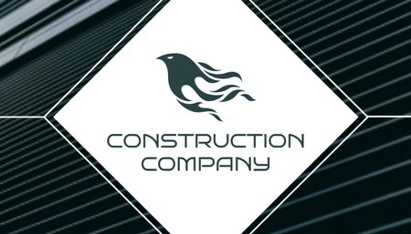 Template di design Pubblicità della società di costruzioni con l'emblema dell'uccello Business Card US
