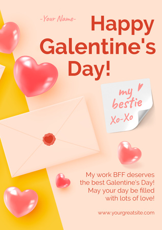 Привітання з Днем святого Валентина з конвертом Poster – шаблон для дизайну