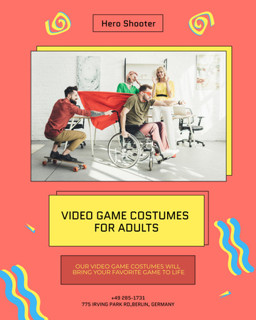 Video Game Costumes Offer Poster 16x20in Design Template