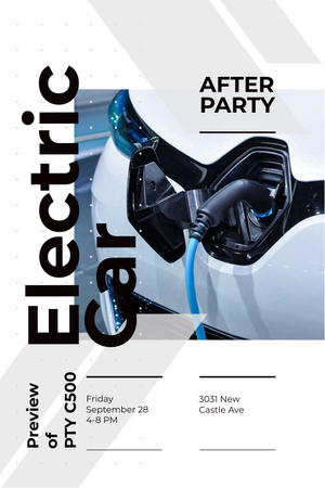 Invitation to electric car exhibition Pinterest tervezősablon