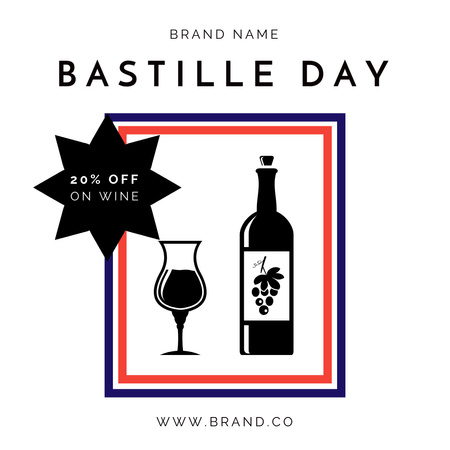 Bastille Day Special Offer On Wine Instagram Modelo de Design