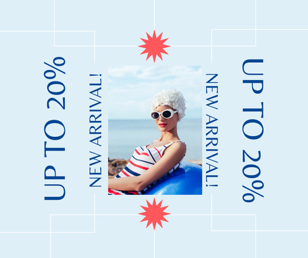 Fashion Sale Ad with Woman in Swimsuit Facebook Design Template