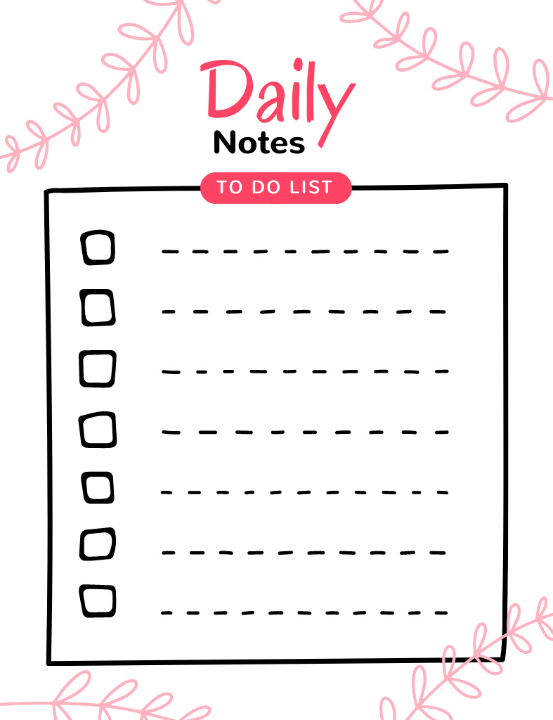 Daily Things To Do List in White Notepad 107x139mm Design Template