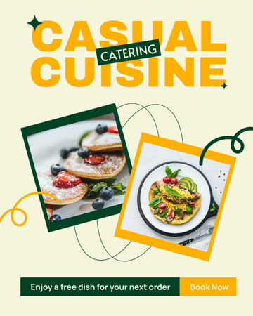 Plantilla de diseño de Catering Services with Sweet Dessert and Tasty Tacos Instagram Post Vertical 