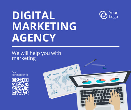 Designvorlage Dienstleistungsangebot der Agentur für digitales Marketing für Facebook
