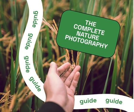 Template di design guida fotografica con mano nel campo di grano Medium Rectangle