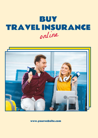 Offer to Buy Travel Insurance with Young Couple Flayer Modelo de Design