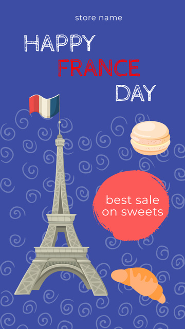 French National Day Celebration Announcement Instagram Video Story Design Template