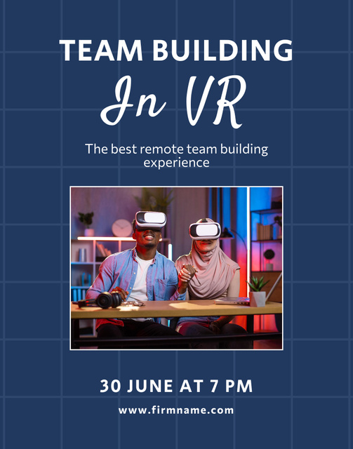 Summer Virtual Team Building With VR Glasses Poster 22x28in Πρότυπο σχεδίασης