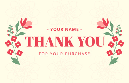 Thank You for Purchase Message with Flowers Branches Thank You Card 5.5x8.5in Modelo de Design