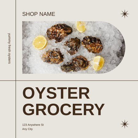Grocery Store Offer of Oysters Animated Post Design Template