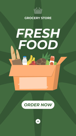 Fresh Veggies With Baguette In Box Instagram Story Design Template