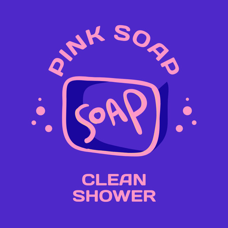 Pink Shower Soap in Purple Logo 1080x1080px Πρότυπο σχεδίασης