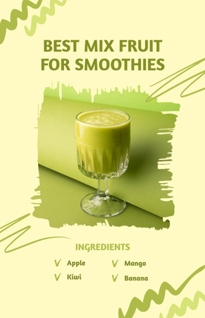 Best Fruit Mix for Smoothies Green Recipe Card Design Template