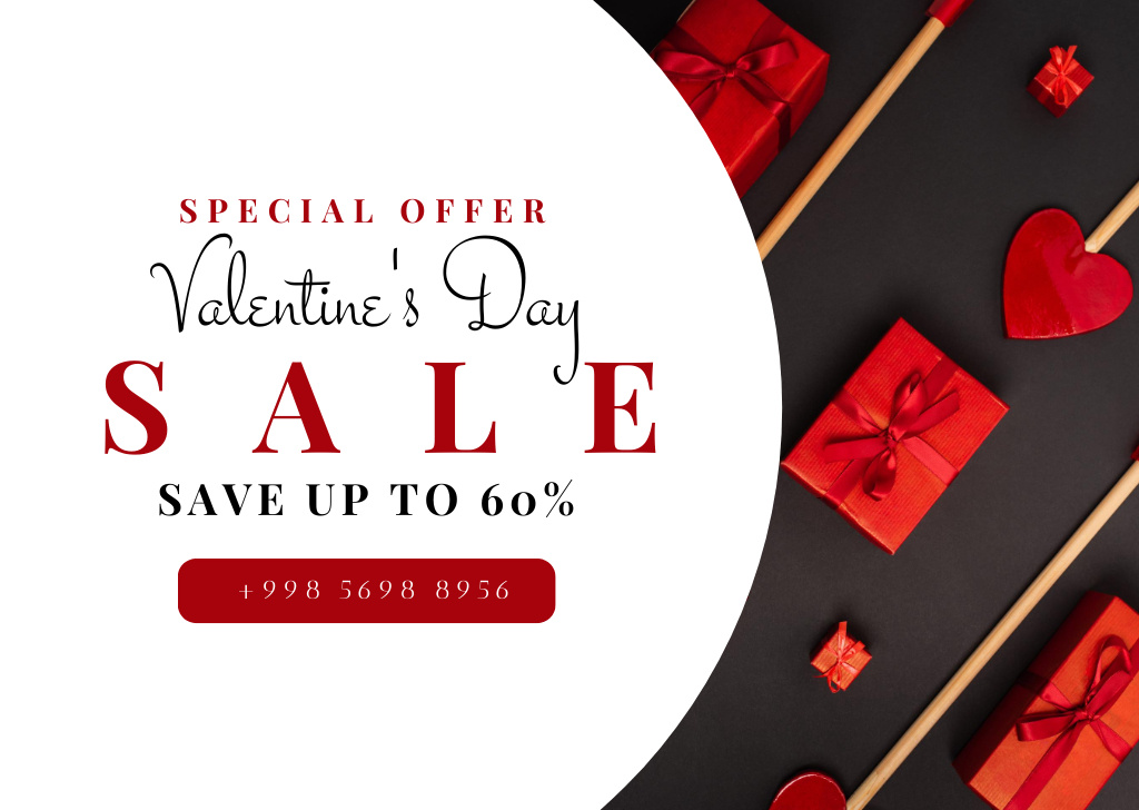 Ontwerpsjabloon van Card van Special Discount Offer on Valentine's Day Gifts