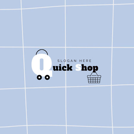 Store Emblem with Shopping Basket Logo Design Template