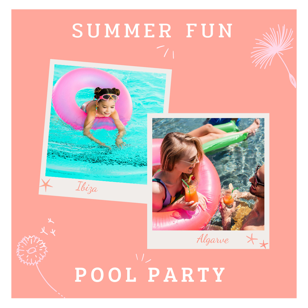 Pool Party Announcement Instagramデザインテンプレート
