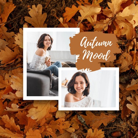 Autumn Mood Inspiration with Yellow Leaves  Instagram Design Template