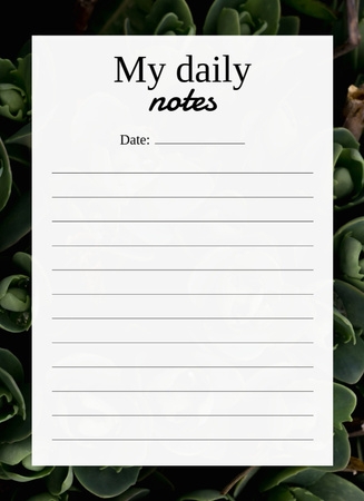Personal Daily Planner with Succulents Background Notepad 4x5.5in Design Template