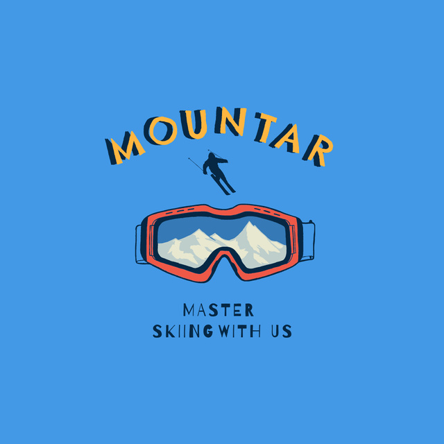 Szablon projektu Travel Tour Offer with Mountains in Goggles Illustration Logo