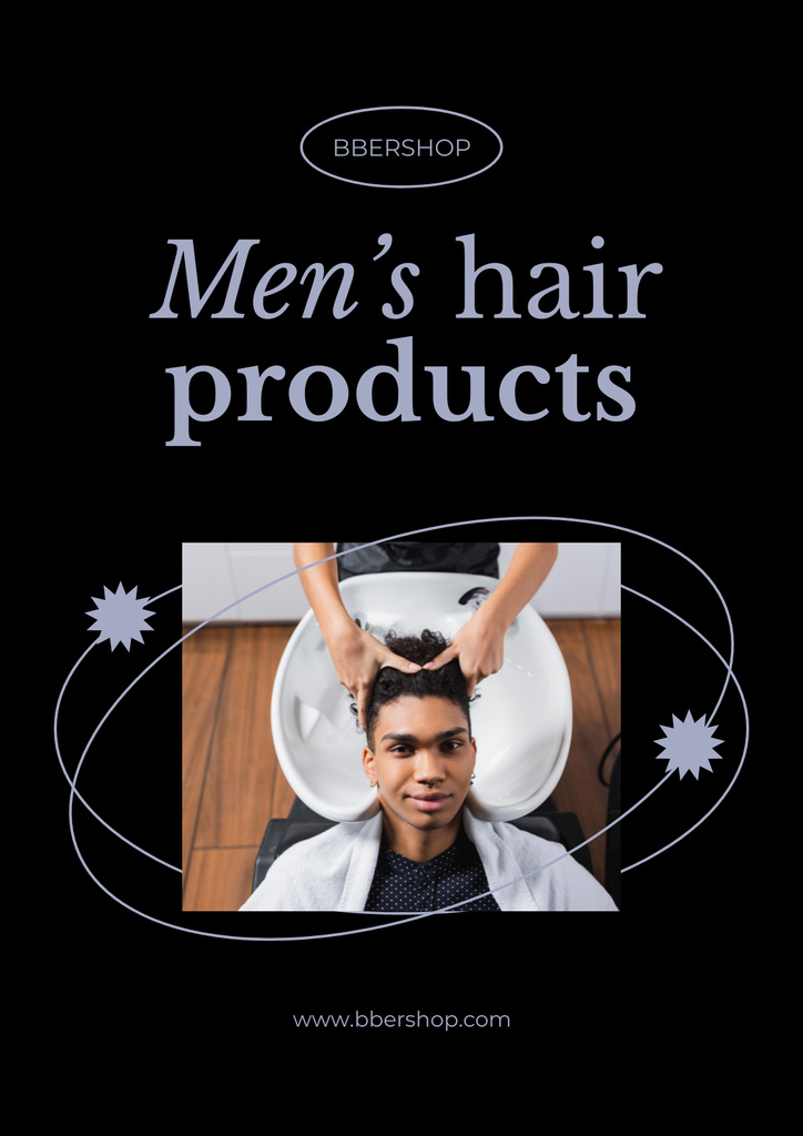 Men's Hair Products Ad Poster Tasarım Şablonu