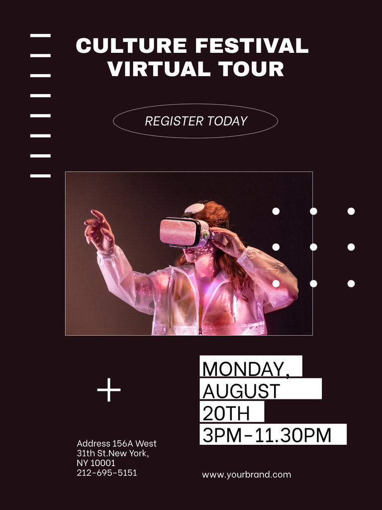 Virtual Festival Tour Announcement Poster US – шаблон для дизайна