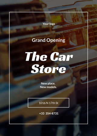 Car store grand opening announcement Flyer A6 Design Template