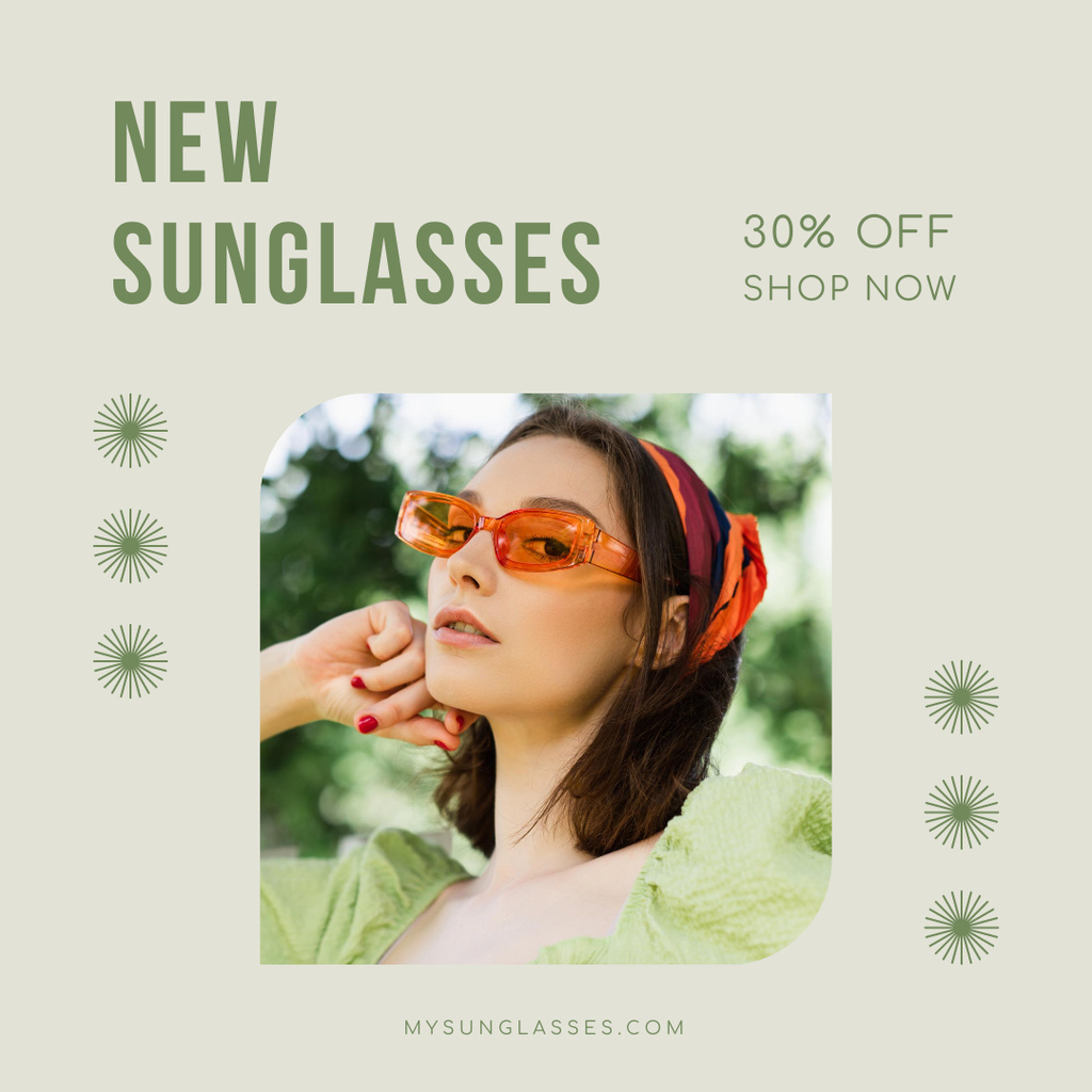 New Eyewear Ad with Orange Sunglasses Instagramデザインテンプレート