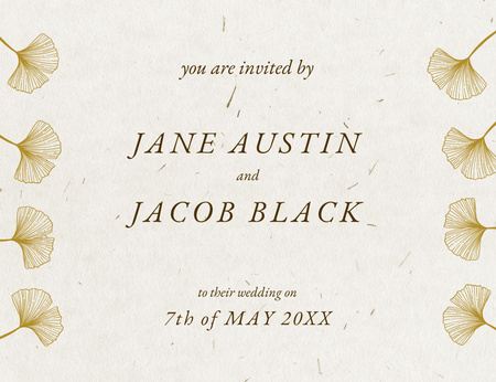 объявление о свадьбе с иллюстрацией цветов Invitation 13.9x10.7cm Horizontal – шаблон для дизайна