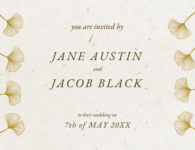 Wedding Day Announcement With Flowers Illustration Invitation 13.9x10.7cm Horizontal – шаблон для дизайна