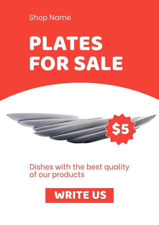 Plates for Sale Red and White Poster – шаблон для дизайну