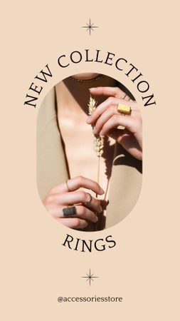 New Collection of Rings on Beige Instagram Story Design Template