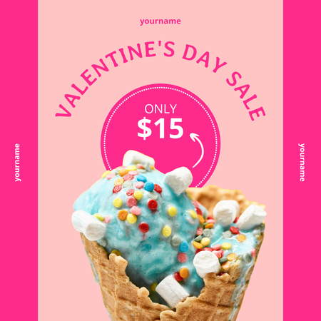 Valentine's Day Ice Cream Sale Instagram AD Design Template