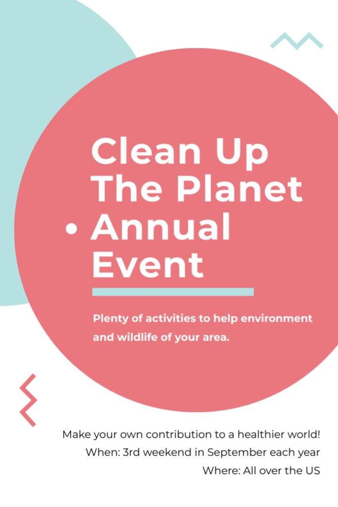 Ecological Event Ad with Illustration of Blue and Pink Circles Flyer 4x6in Šablona návrhu