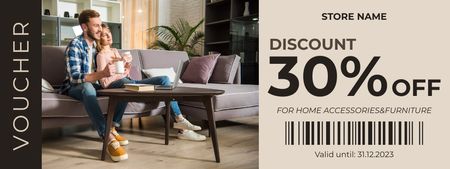 Home Furniture Discount Voucher Brown Coupon Design Template