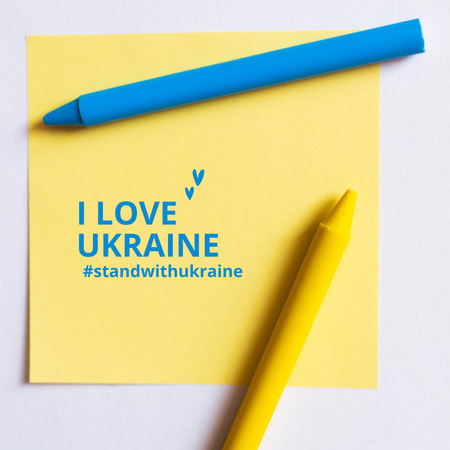 Empathetic Phrase About Supporting Ukraine In Yellow Instagram Design Template